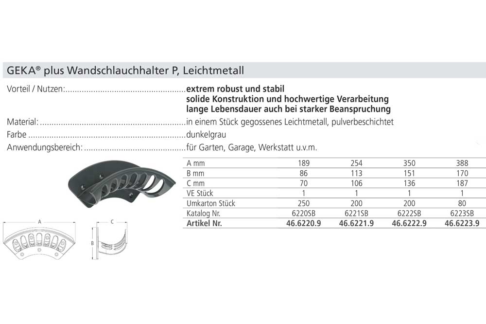 GEKA plus 46.6221.9 Wandschlauchhalter P, Leichtmetall, mittel – Bild 3