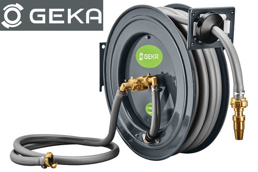 GEKA plus PA20SK Automatischer Schlauchaufroller mit 3/4 Zoll Schlauch 20 Meter