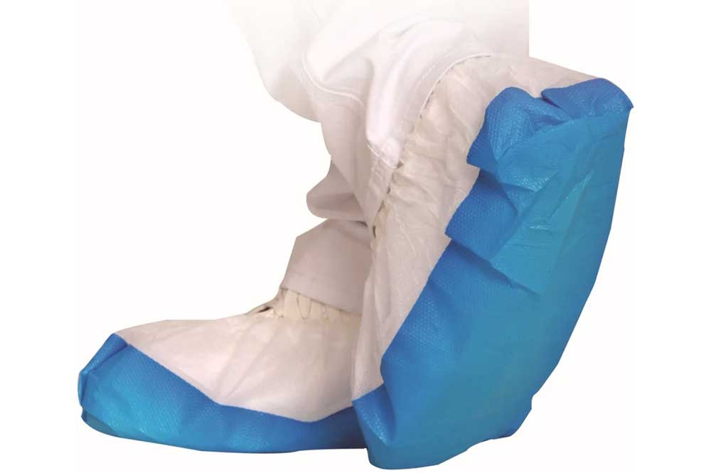 HYGOSTAR Überziehschuhe rutschhemmend, reissfest, PP 40 my, weiss-blau - 50 Stück