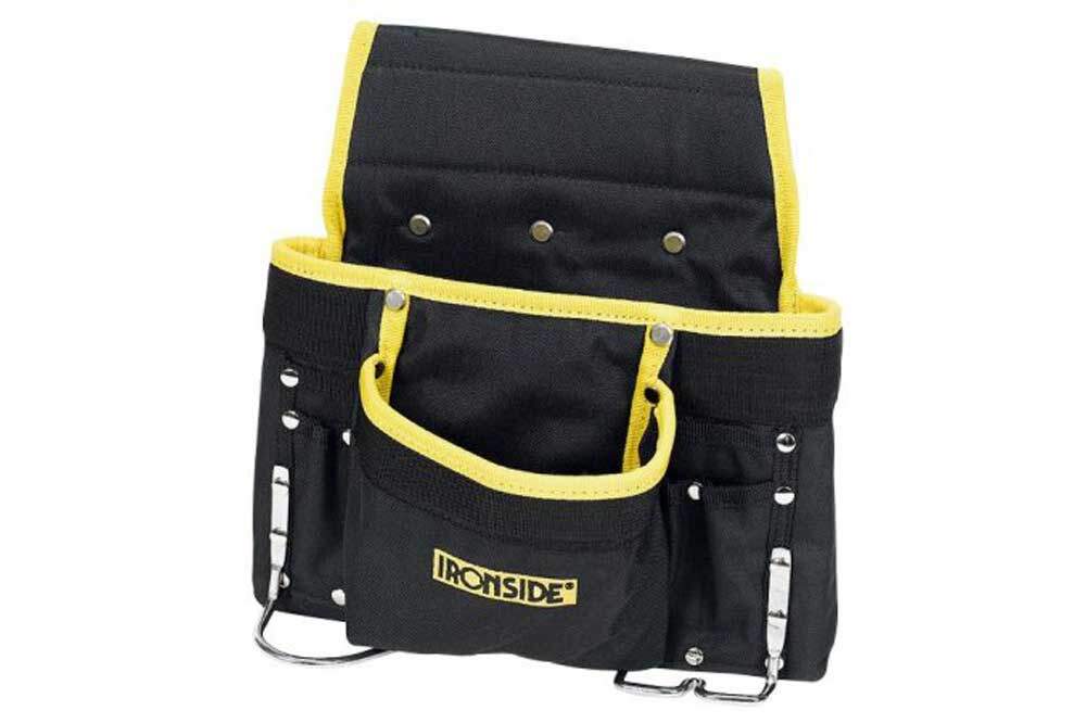 IRONSIDE Werkzeug-Gürteltasche mit Hammerhalter, schwarz-gelb