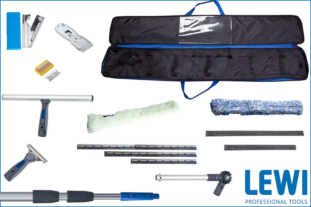 LEWI 16506 Fensterreinigungs-Set, 15-teilig