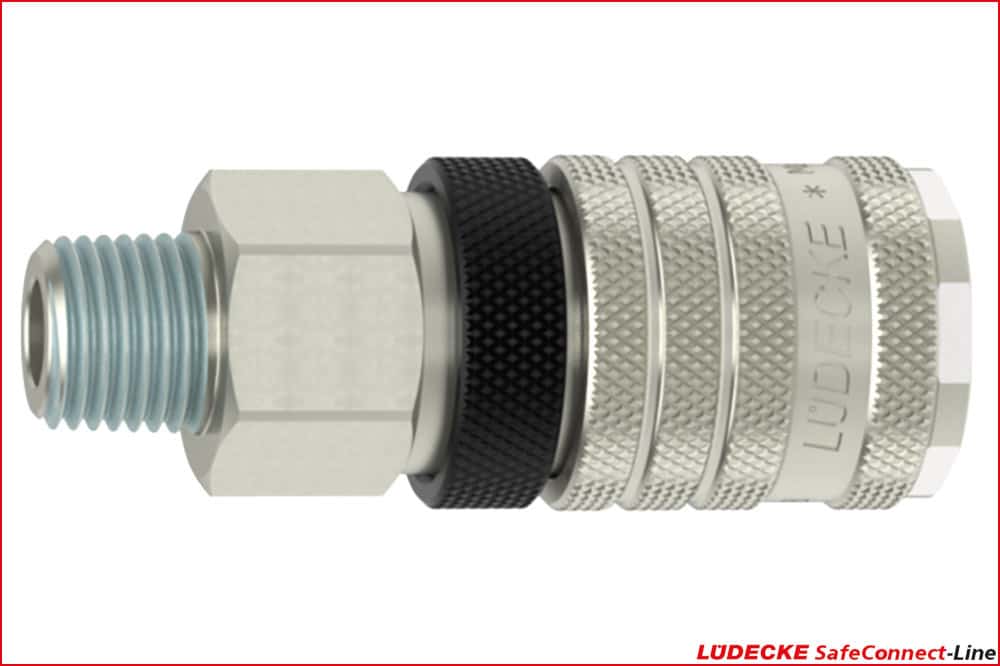 LÜDECKE ESI 12 AM Steckkupplung DN 7.8 mit Entriegelungssicherung, R 1/2 a, einseitig absperrend