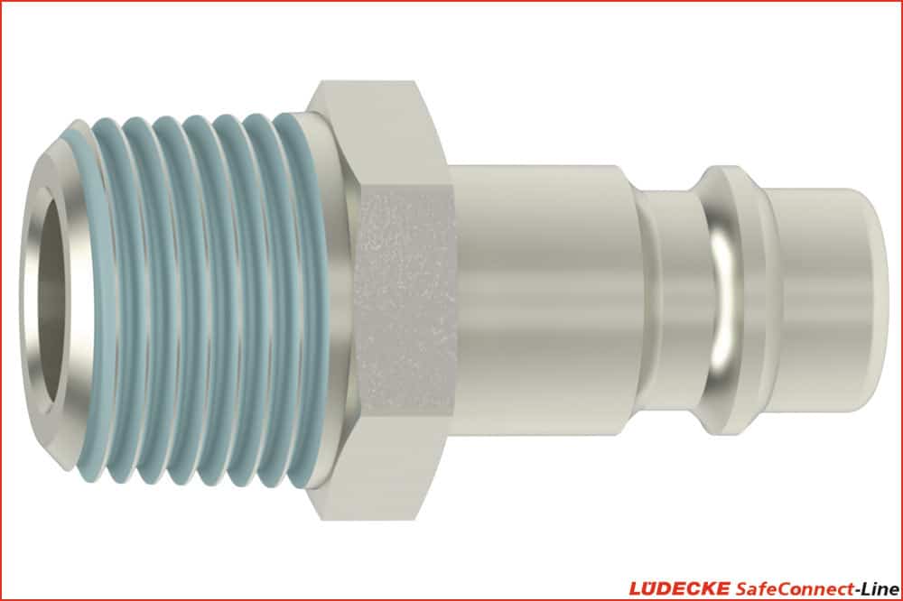 LÜDECKE ESI 12 NARS Stecknippel DN 7.8 mit konischem Aussengewinde R 1/2 a, freier Durchgang