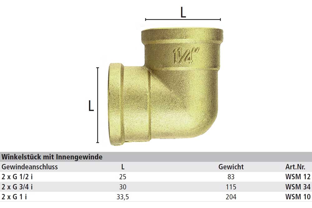 LÜDECKE WSM 34 Winkel-Stück mit Innengewinde 2 x G 3/4 i, Messing – Bild 2