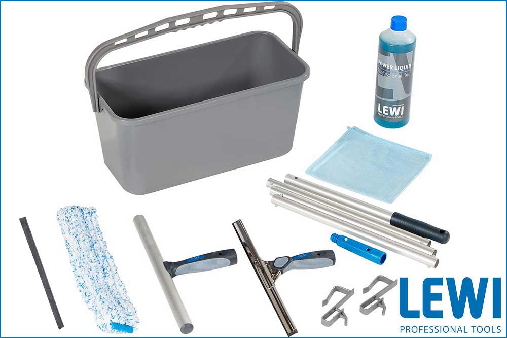 LEWI 16508 Fensterreinigungs-Set, 15-teilig