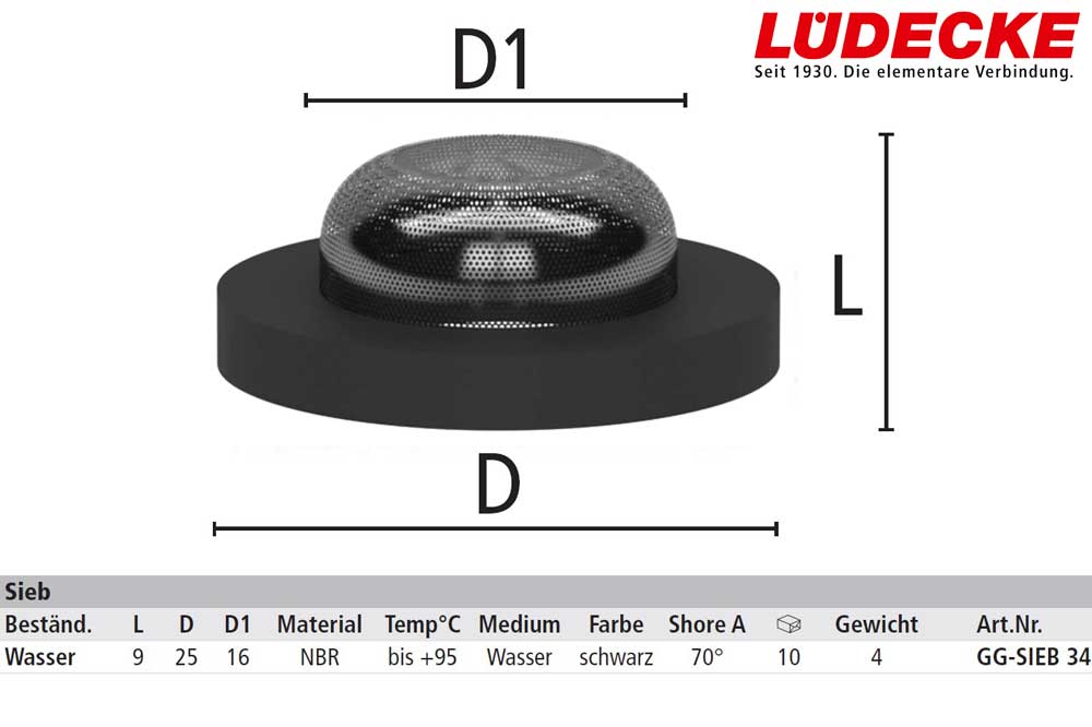 LÜDECKE GG-SIEB 34 Dichtsieb für GG, IG 3/4 Zoll – Bild 2