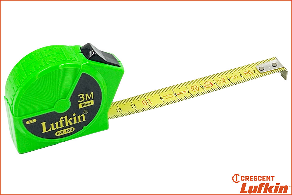 Crescent Lufkin HVG 1003 Massband neongrün, 3 Meter lang, 16 mm breit