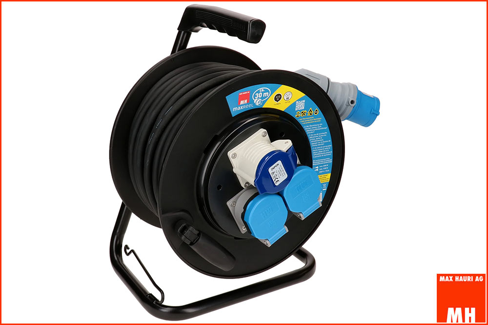 Max Hauri Kabelrolle 2 x Typ 23 IP55, 1 x CEE16-3, 30 Meter
