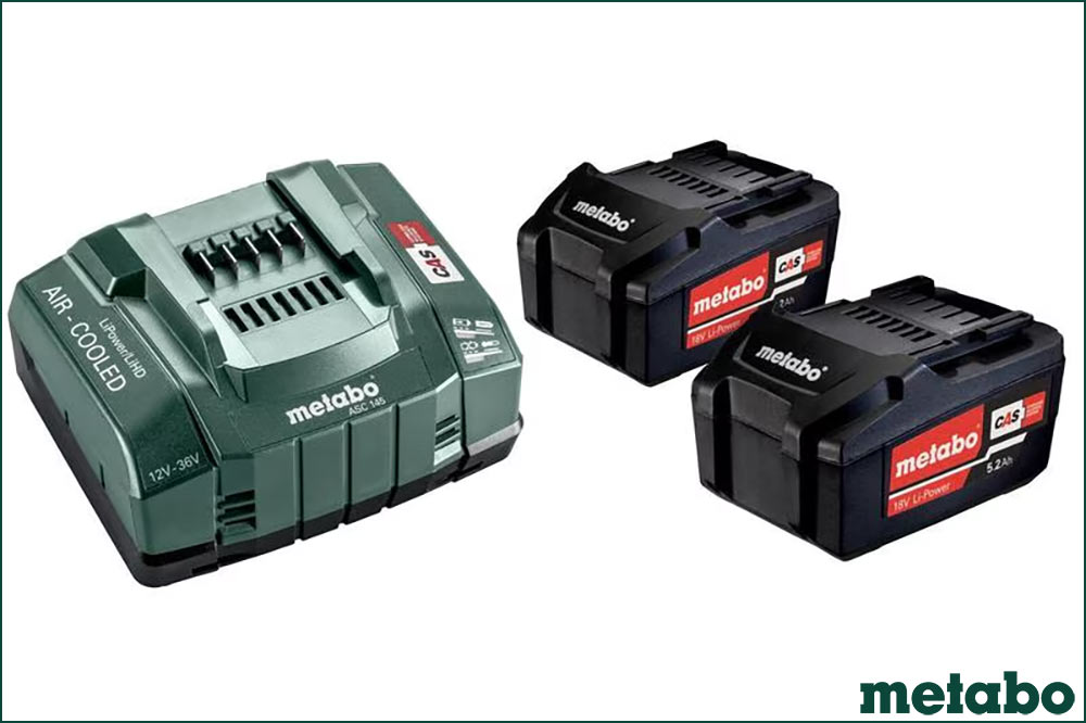 Metabo Li-Power-Akku und Schnellladegerät, Basis-Set 2 x 5.2 Ah