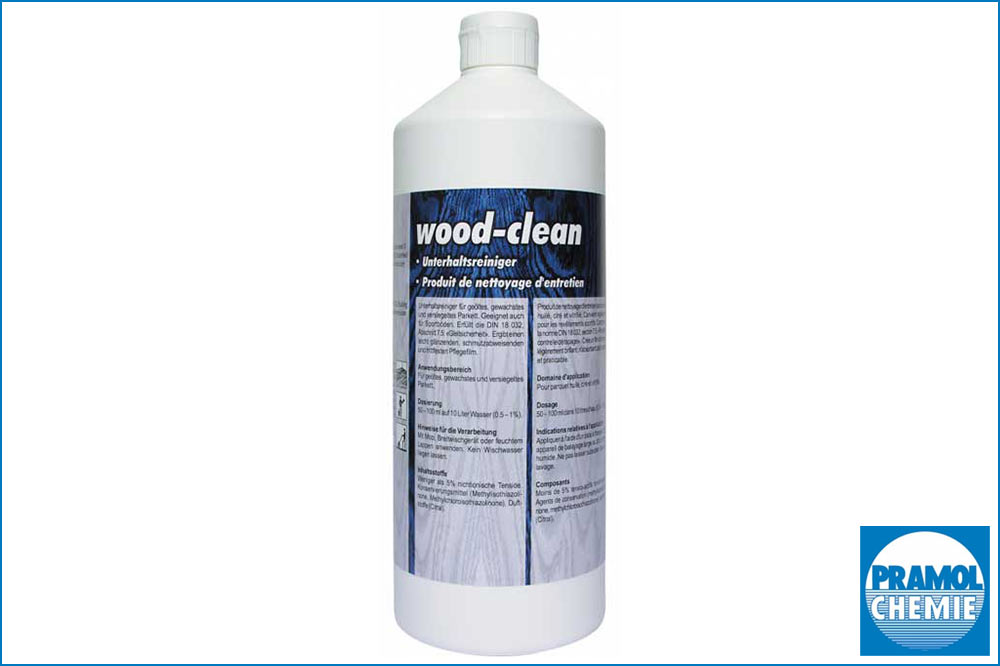 PRAMOL wood-clean - Unterhaltsreiniger für versiegeltes, geöltes und gewachstes Parkett, 1000 ml