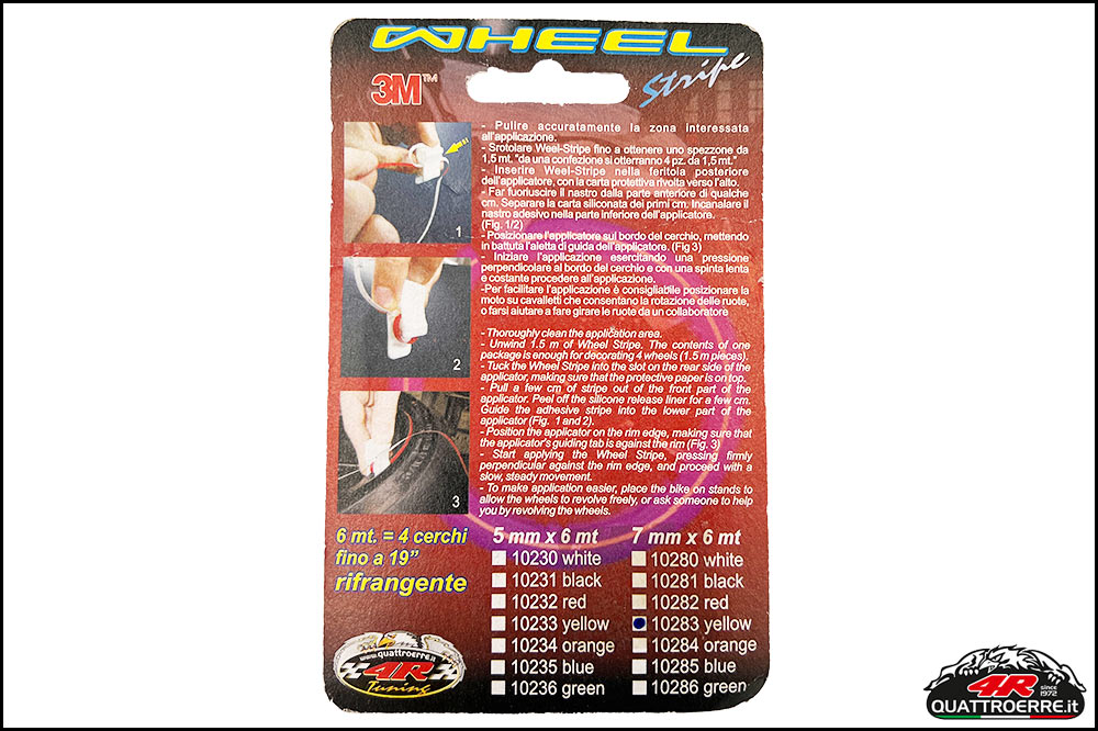 Quattroerre Italia Klebestreifen zur Gestaltung Ihrer Motorradfelgen, gelb, 7 mm x 6 Meter