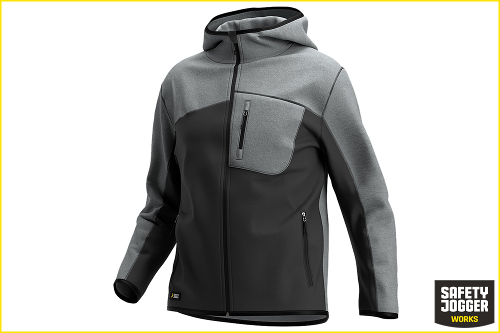 Safety Jogger OAK Hoodie Herren, dunkelgrau-hellgrau