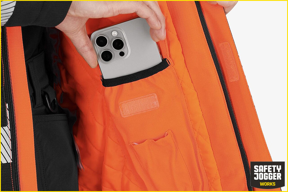 Safety Jogger SCUTI HiVis Herren-Winterjacke, orange-schwarz – Bild 3