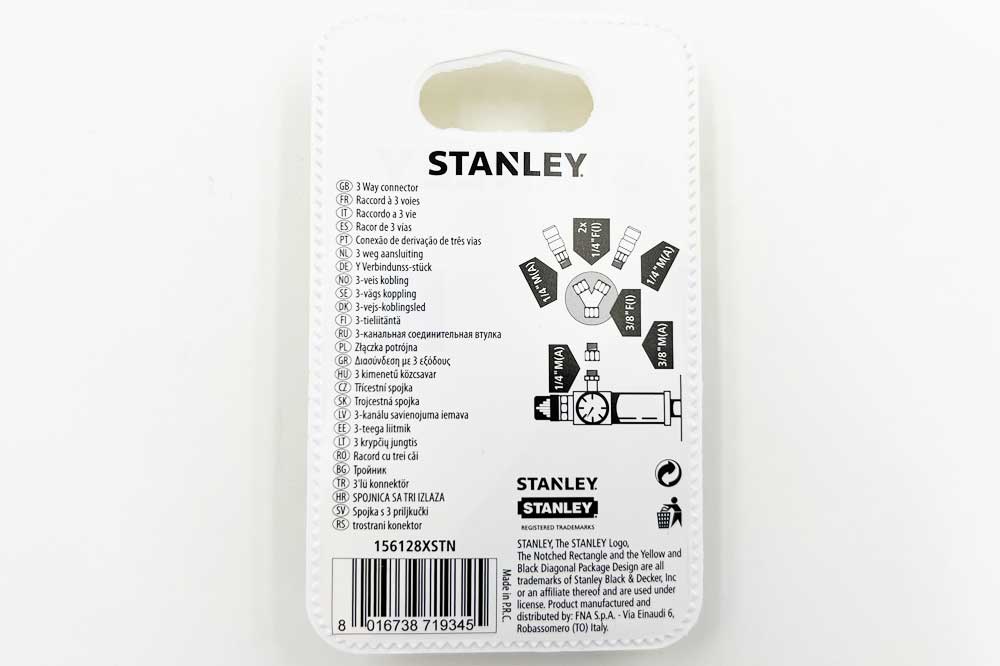 Stanley Druckluft Y-Verschraubung vernickelt, 2 x 1/4" + 1 x 3/8" – Bild 2