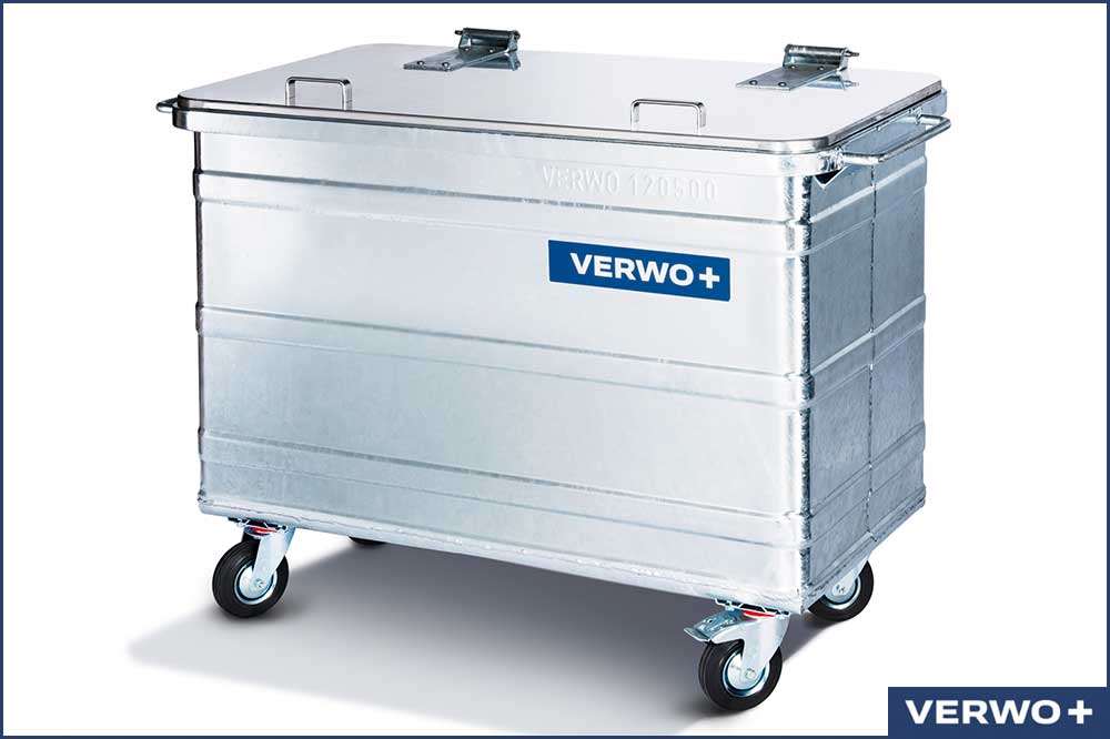 VERWO 03.40000 Abfallcontainer, Stahl feuerverzinkt, 400 Liter
