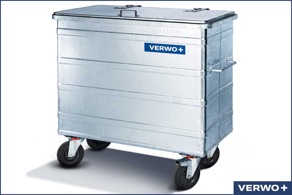 VERWO 03.60000 Abfallcontainer, Stahl feuerverzinkt, 600 Liter