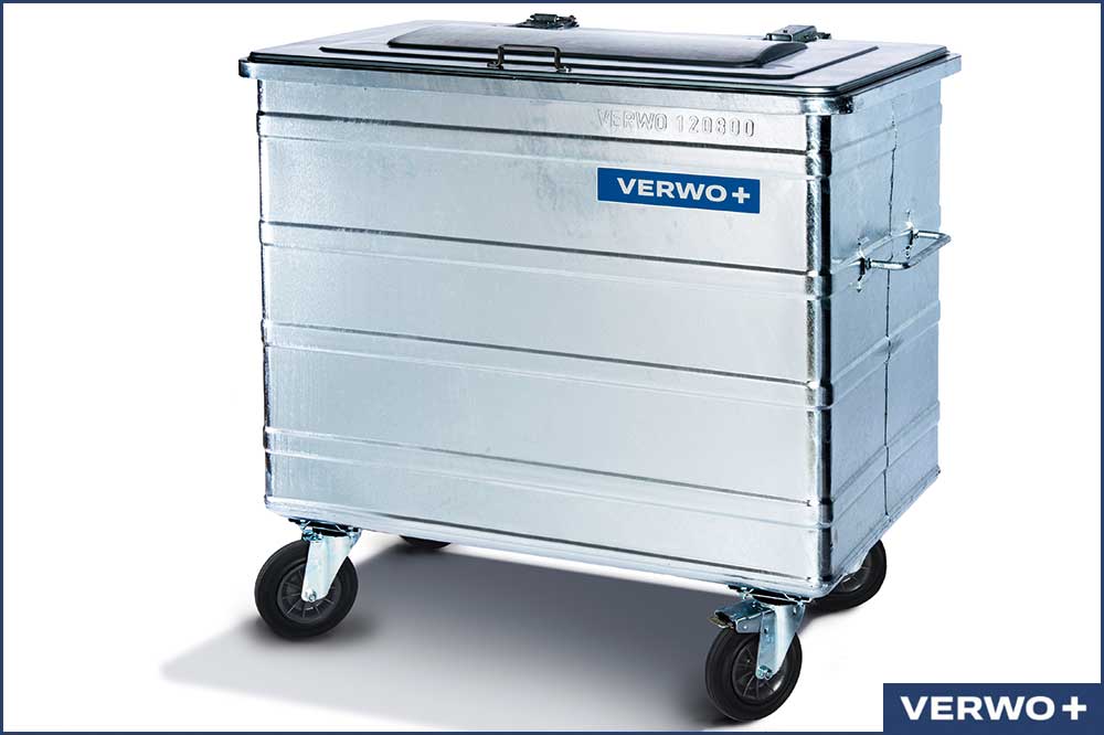 VERWO 03.80000.1 Abfallcontainer, Stahl feuerverzinkt, 800 Liter