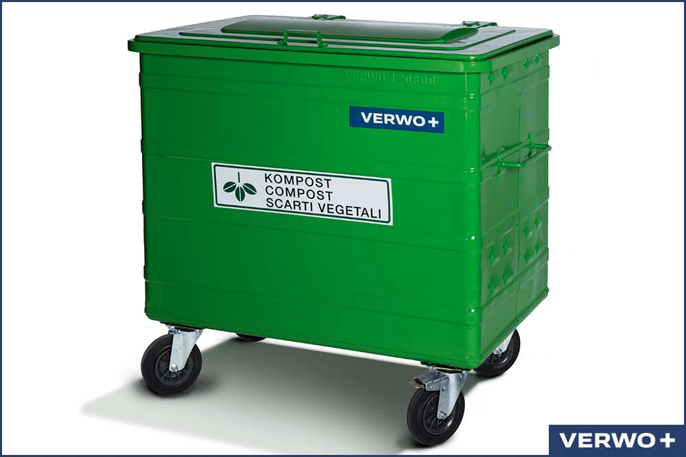 VERWO 03.80004 Abfallcontainer KOMPOST, Stahl feuerverzinkt, 800 Liter