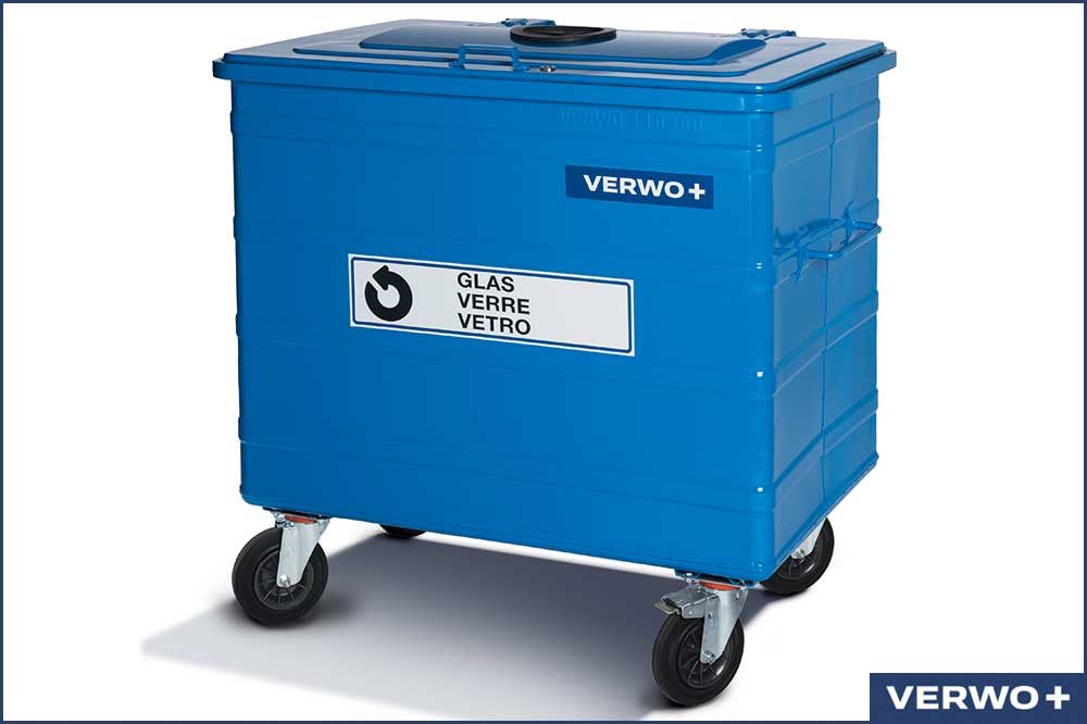 VERWO 03.80005 Abfallcontainer GLAS, Stahl feuerverzinkt, 800 Liter