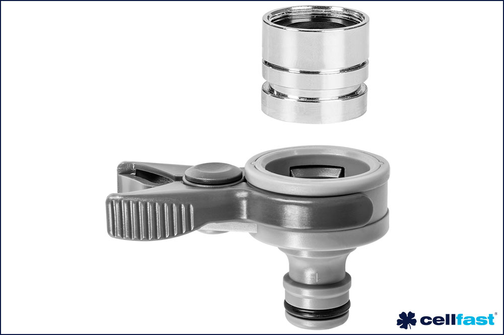 cellfast 52-255 Universal-Hahnanschluss CELLPRO mit Adapter und Schnellverschluss-Nippel, 22 / 24 mm