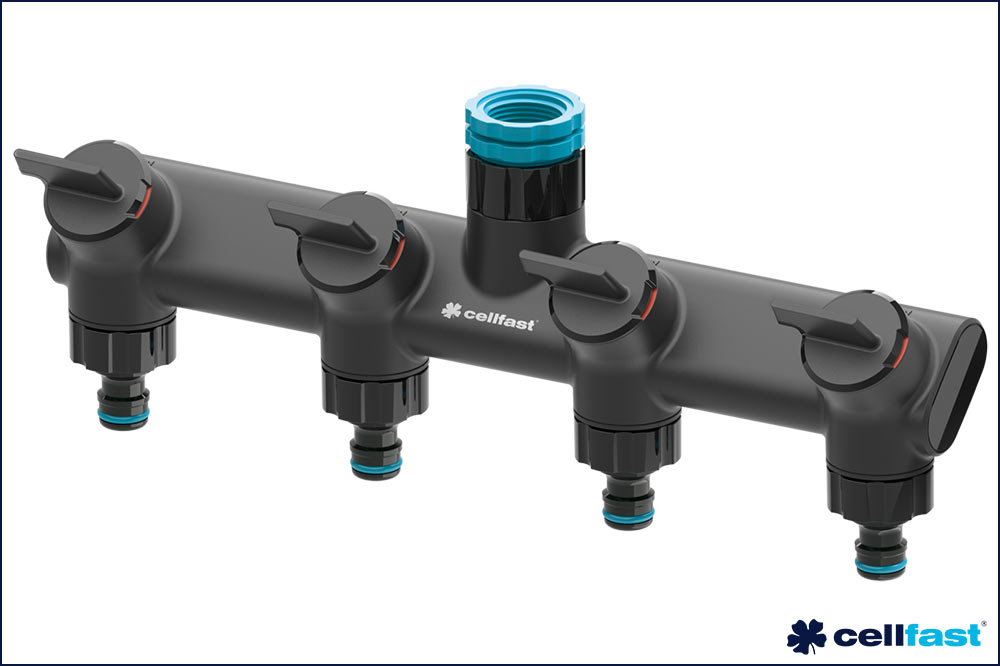 cellfast 53-240 4-Wege-Verteiler mit Innengewinde und Schnellverschluss-Nippel ENERGO G1/2 Zoll, G3/4 Zoll, G1 Zoll