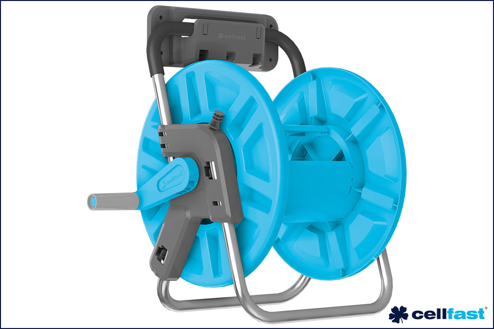 cellfast 55-151 Schlauchhaspel ALUPLUS, 1/2 Zoll - 45 Meter, inkl. Wandhalter