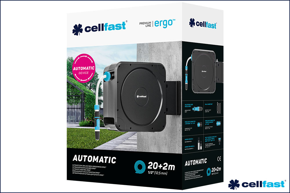 cellfast 55-410 Automatische Schlauchbox ENERGO, 20 + 2 Meter, 1/2 Zoll, inkl. Wandhalterung – Bild 2