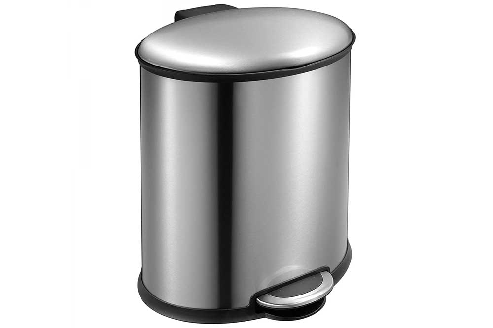 EKO Ellipse Edelstahl-Tretabfalleimer mit Soft Close, 12 Liter