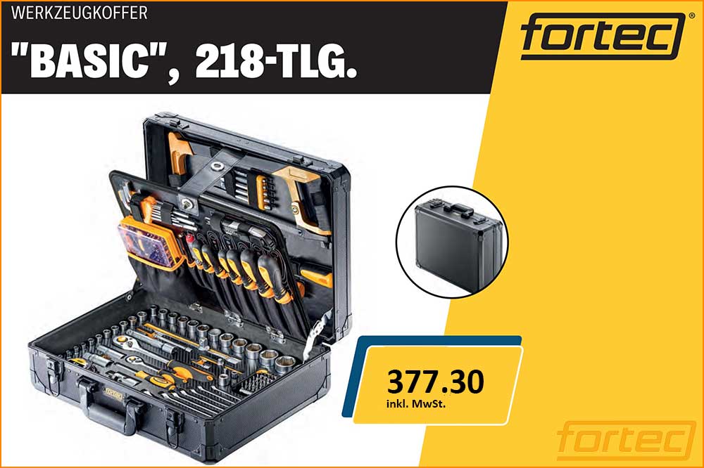 fortec Werkzeugkoffer BASIC, 218-teilig