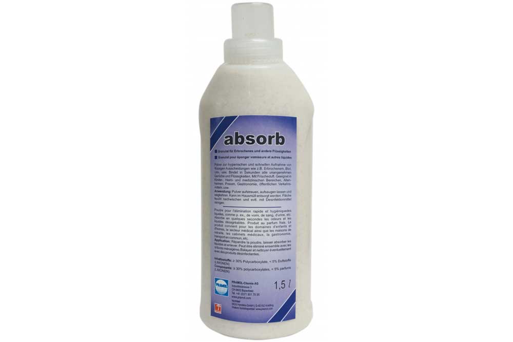 PRAMOL absorb - Pulver zur hygienischen und schnellen Aufnahme von flüssigen Ausscheidungen, 1500 ml
