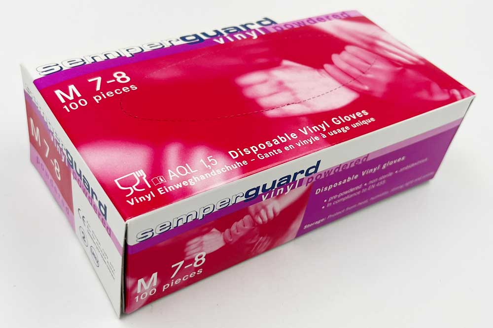 semperguard Vinyl-Einweghandschuhe, Gr. 7-8 M, 100 Stück