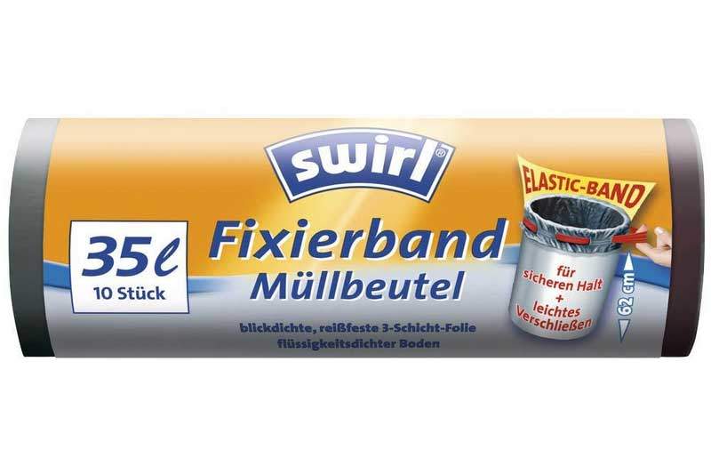 swirl Abfallsack Müllbeutel mit Fixierband 35 Liter, 10 Stück