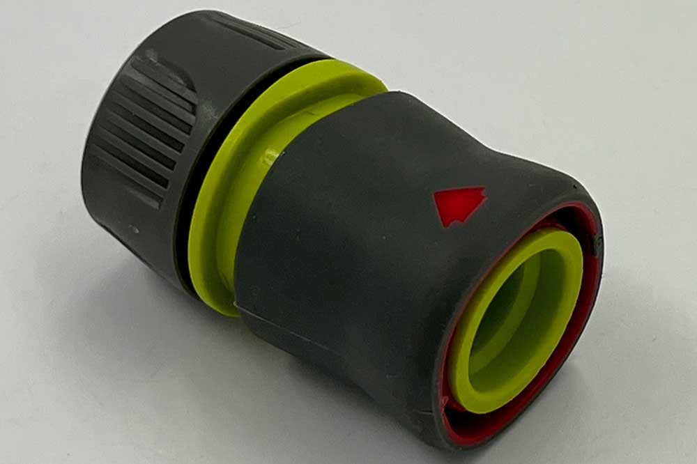 verve DN 9-Schnellverschlusskupplung mit Schlauchtülle 1/2 Zoll und Wasserstop, grün