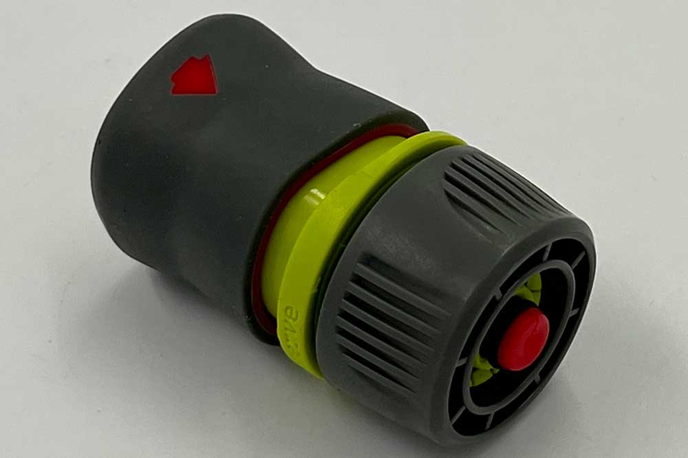 verve DN 9-Schnellverschlusskupplung mit Schlauchtülle 1/2 Zoll und Wasserstop, grün – Bild 2