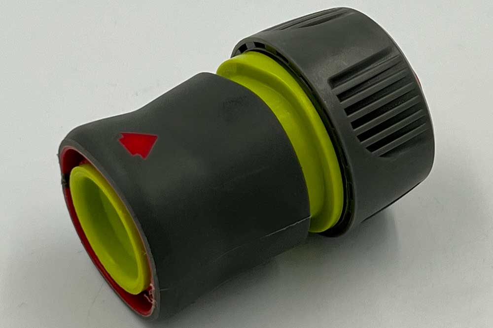 verve DN 9-Schnellverschlusskupplung mit Schlauchtülle 3/4 Zoll und Wasserstop, grün