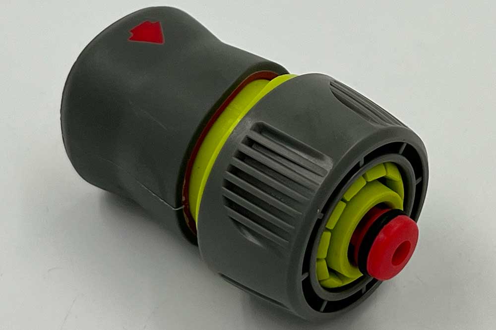 verve DN 9-Schnellverschlusskupplung mit Schlauchtülle 3/4 Zoll und Wasserstop, grün – Bild 2