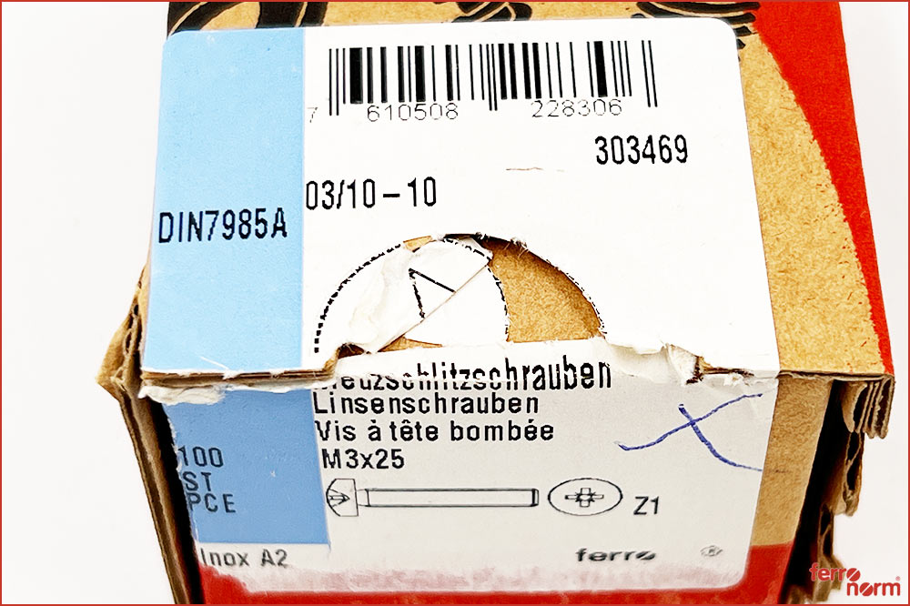 ferronorm 338 Linsenkopf-Kreuzschlitzschrauben INOX A2, M3 x 25, 10 Stück