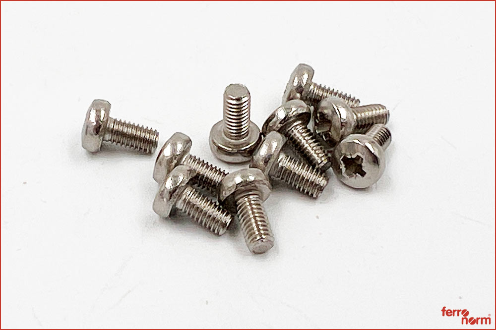 ferronorm 338 Linsenkopf-Kreuzschlitzschrauben INOX A2, M3 x 6, 10 Stück