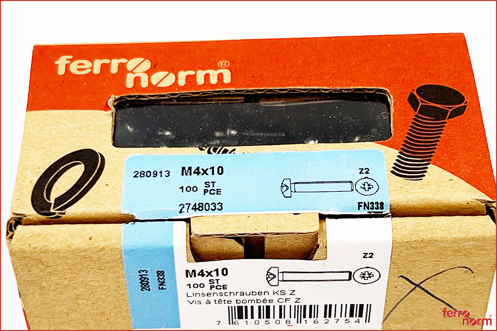 ferronorm 338 Linsenkopf-Kreuzschlitzschrauben INOX A2, M4 x 10, 10 Stück