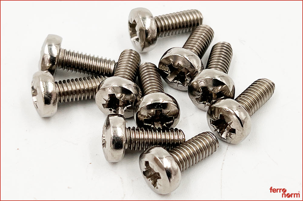 ferronorm 338 Linsenkopf-Kreuzschlitzschrauben INOX A2, M4 x 10, 10 Stück